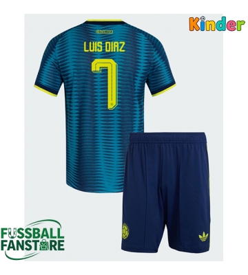 Kolumbien Luis Diaz #7 Replik Auswärtstrikot Kinder WM 2026 Kurzarm (+ Kurze Hosen)